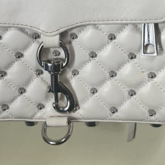 Rebecca Minkoff Studs Mini Mac Leather Crossbody Chain Shoulder Bag Zip Pocket - Picture 4 of 16